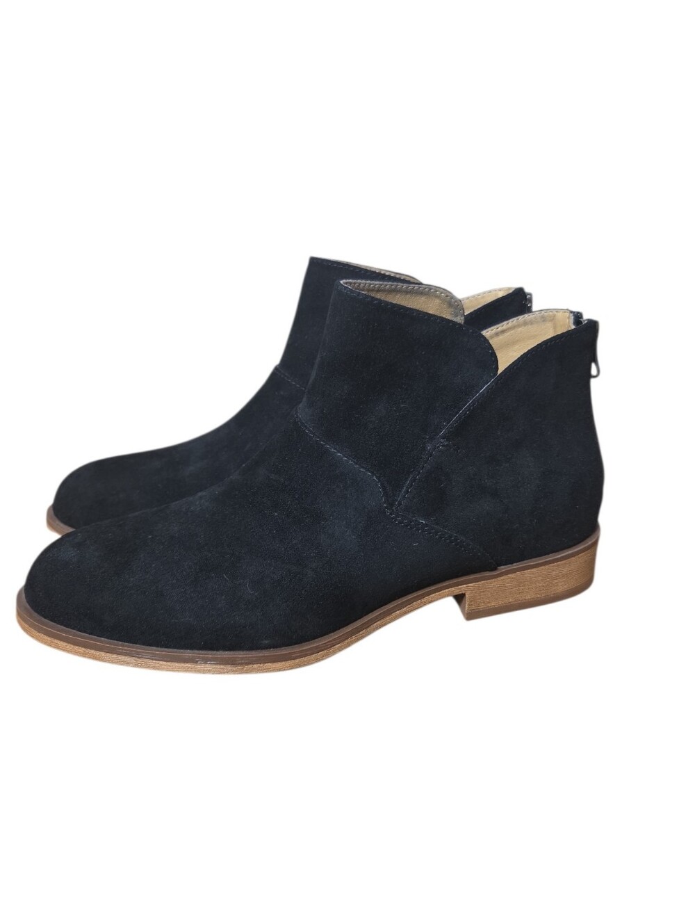Sonoma Orthlite Black Ankle Boots Zip Back Size 6.5 Wide Womens Comfort Suede